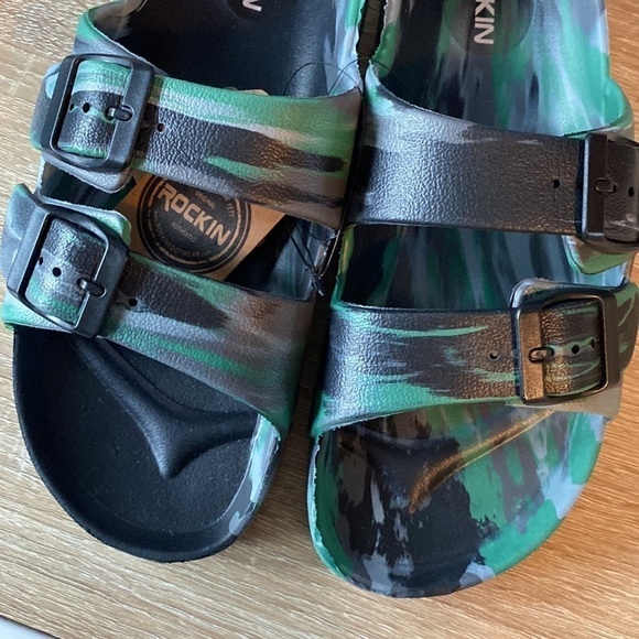 Rockin sandals army camo camouflage size 7 womens adjustable straps slip on NeW - Picture 2 of 6